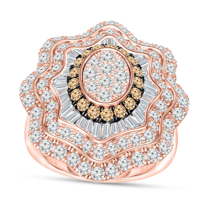 Image of ID 1 288 CT TW Champagne and White Composite Natural Diamond Ornate Ring in Solid 10K Rose Gold