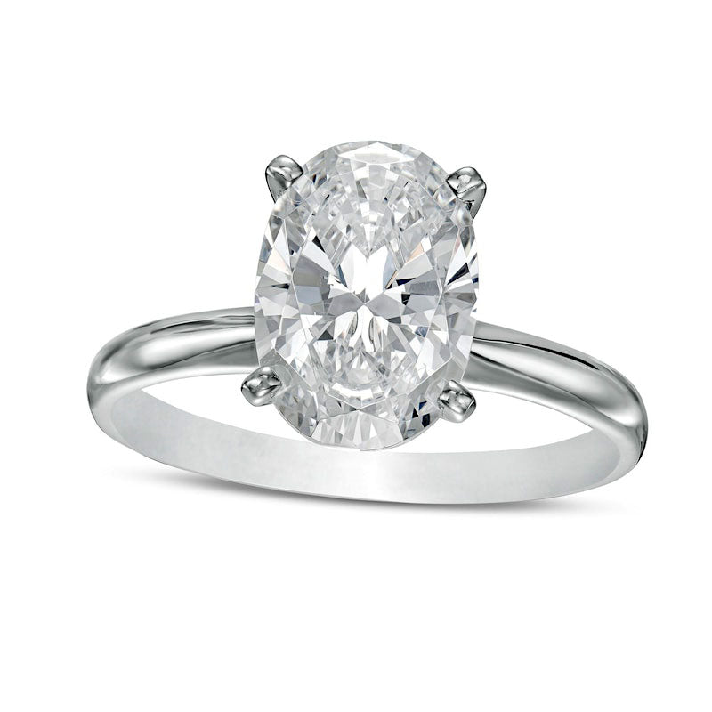Image of ID 1 30 CT Certified Oval Lab-Created Diamond Solitaire Engagement Ring in Solid 14K White Gold (F/VS2)