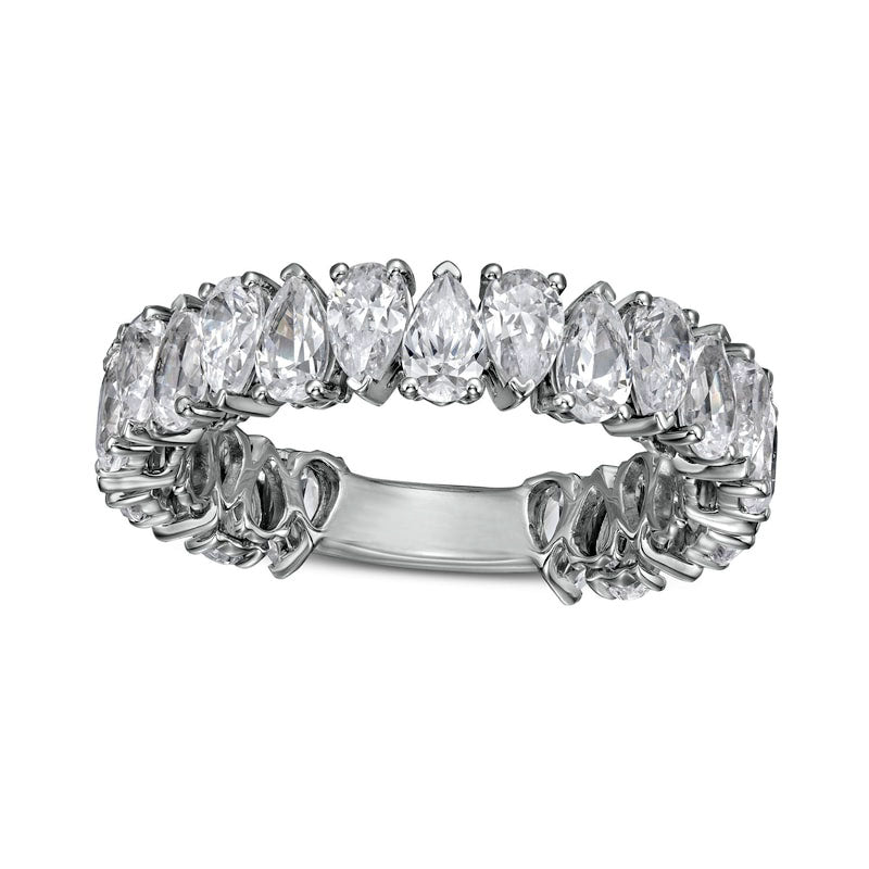 Image of ID 1 30 CT TW Certified Pear-Shaped Lab-Created Diamond Eternity Anniversary Band in Solid 14K White Gold (F/VS2)