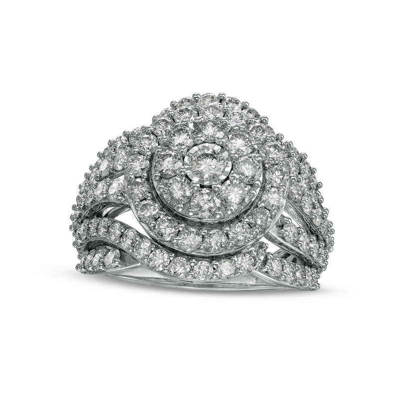 Image of ID 1 30 CT TW Composite Natural Diamond Multi-Row Ring in Solid 10K White Gold