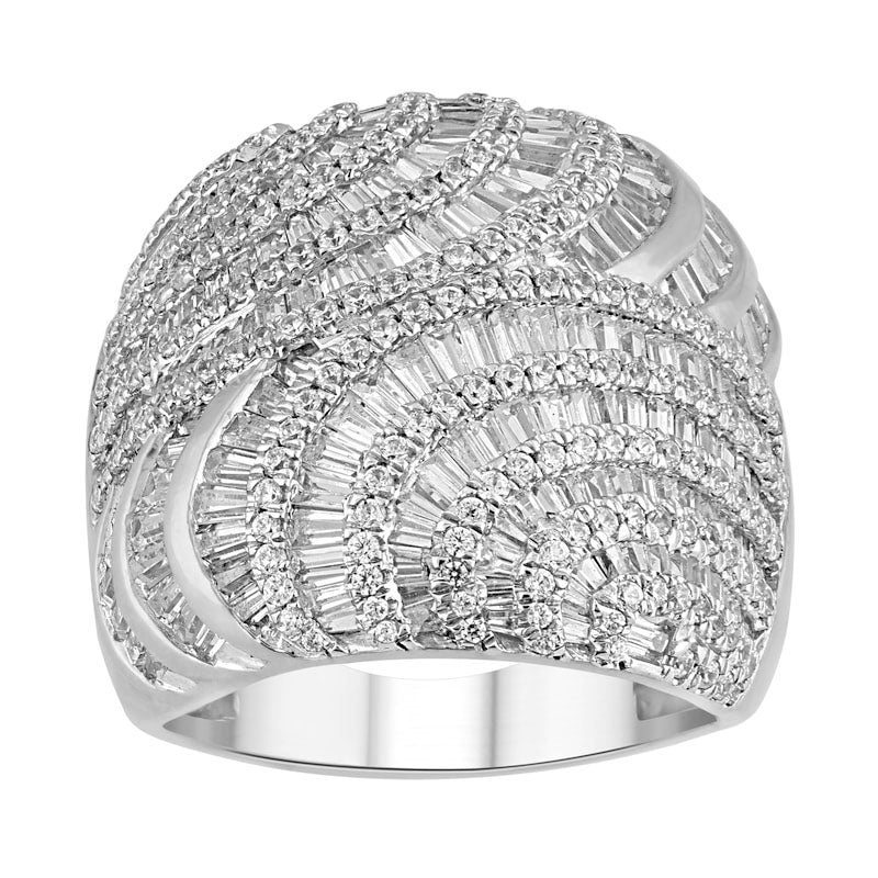Image of ID 1 30 CT TW Composite Natural Diamond Swirl Multi-Row Ring in Solid 10K white Gold
