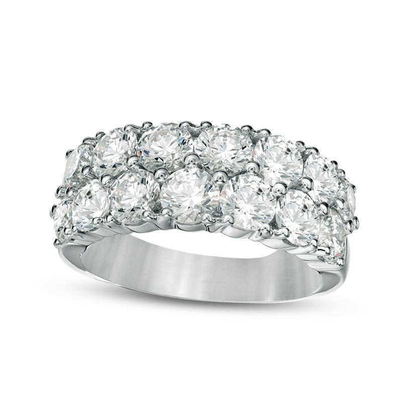 Image of ID 1 30 CT TW Natural Diamond Double Row Anniversary Band in Solid 10K White Gold