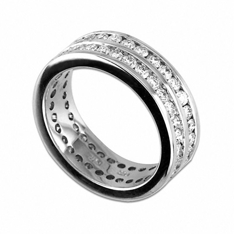 Image of ID 1 30 CT TW Natural Diamond Double Row Eternity Band in Solid 14K White Gold