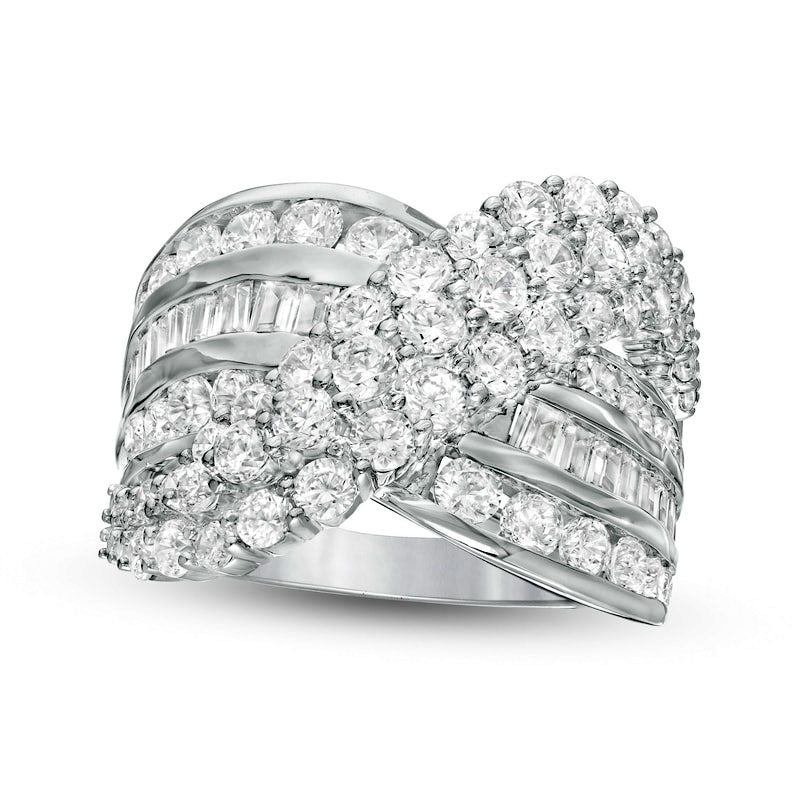 Image of ID 1 30 CT TW Natural Diamond Multi-Row Crossover Ring in Solid 10K White Gold