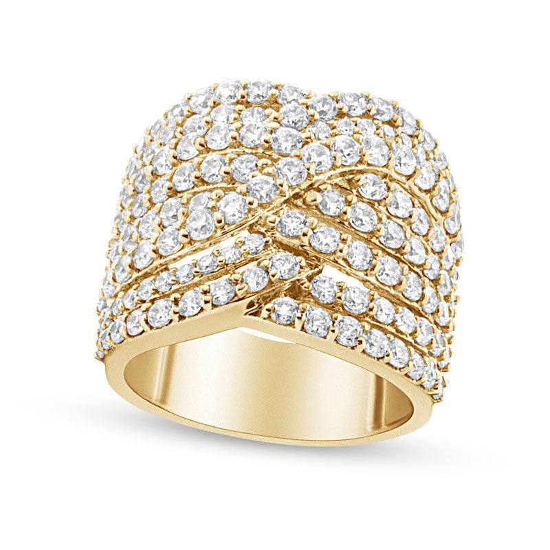Image of ID 1 30 CT TW Natural Diamond Multi-Row Overlay Ring in Solid 10K Yellow Gold