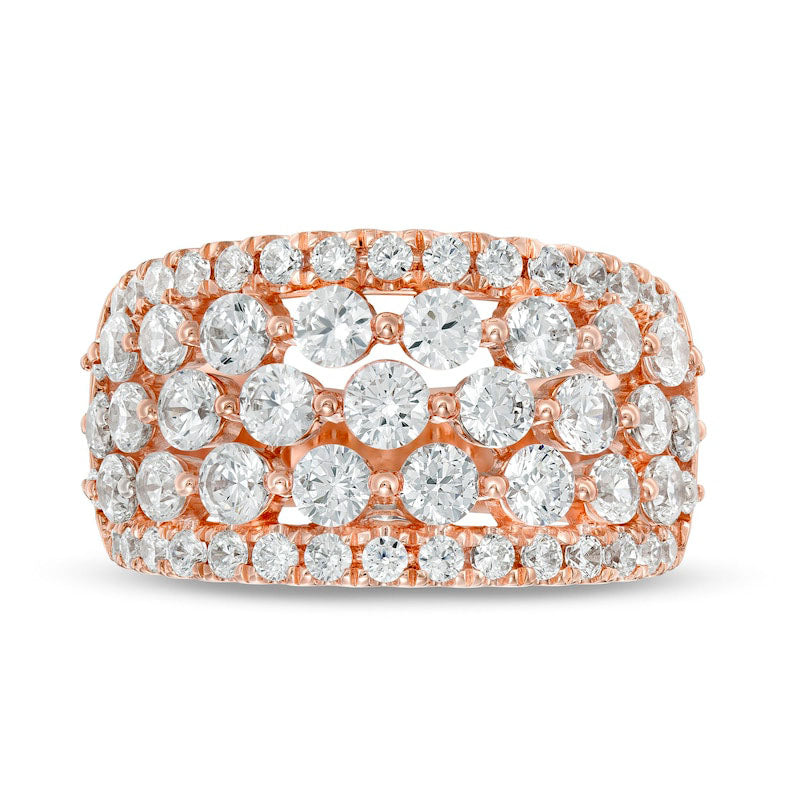 Image of ID 1 30 CT TW Natural Diamond Multi-Row Ring in Solid 10K Rose Gold