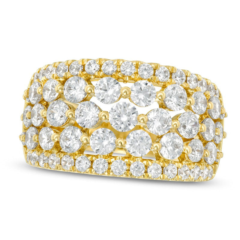 Image of ID 1 30 CT TW Natural Diamond Multi-Row Ring in Solid 10K Yellow Gold