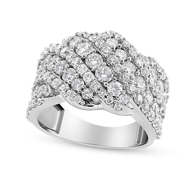 Image of ID 1 30 CT TW Natural Diamond Multi-Row Waves Ring in Solid 10K White Gold