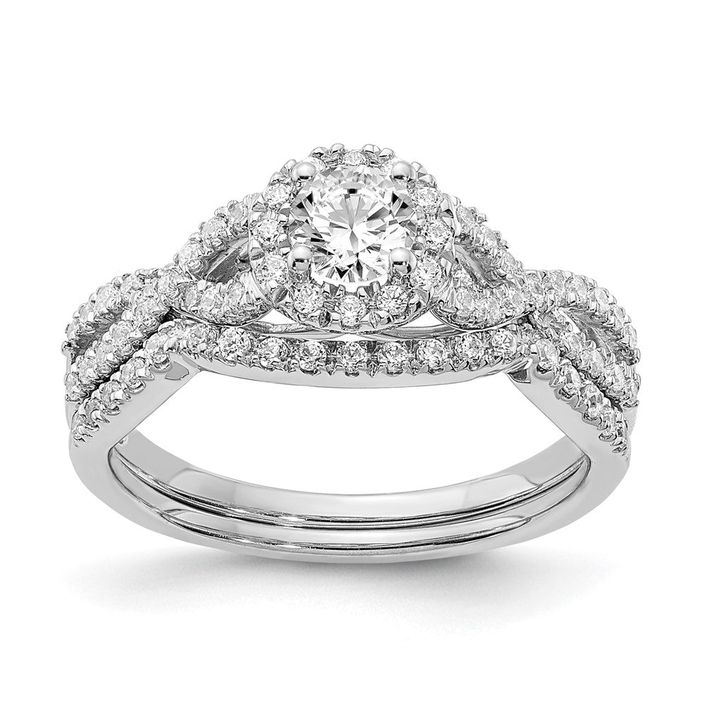 Image of ID 1 3/4 Ct Natural Diamond Halo Infinity Bridal Engagement Ring Set in 14K White Gold