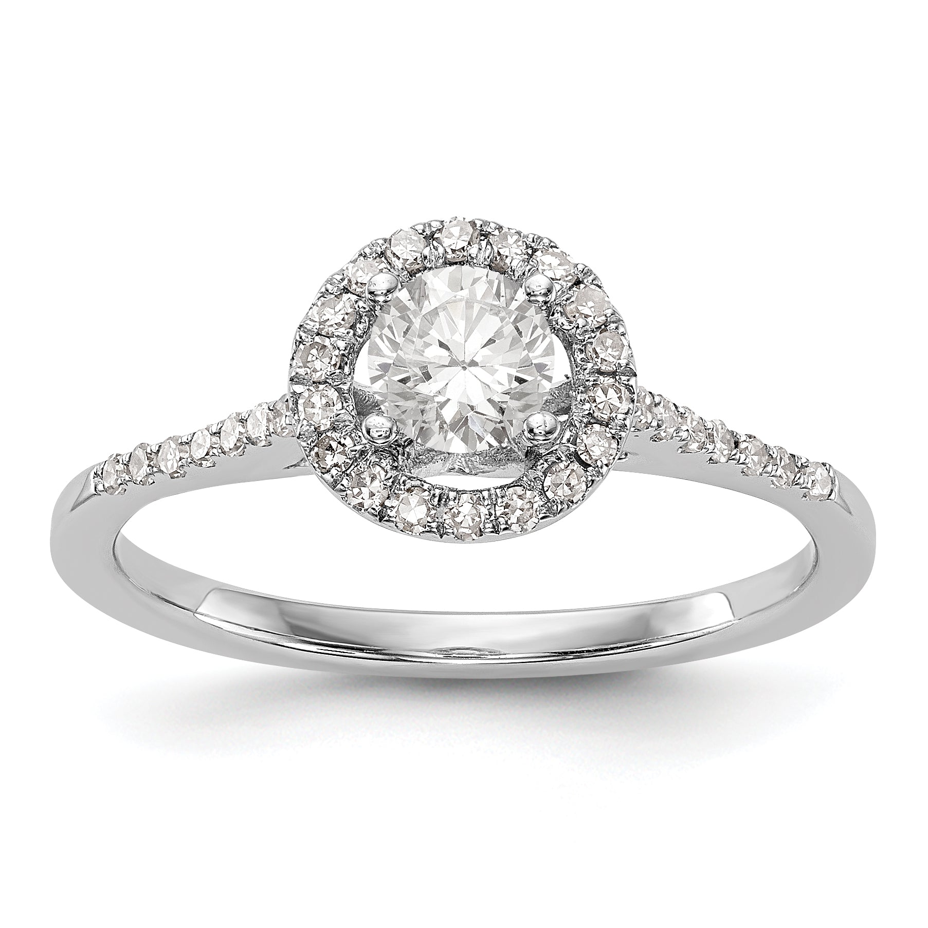 Image of ID 1 3/4 Ct TW Natural Diamond Halo Engagement Ring in 14K White Gold