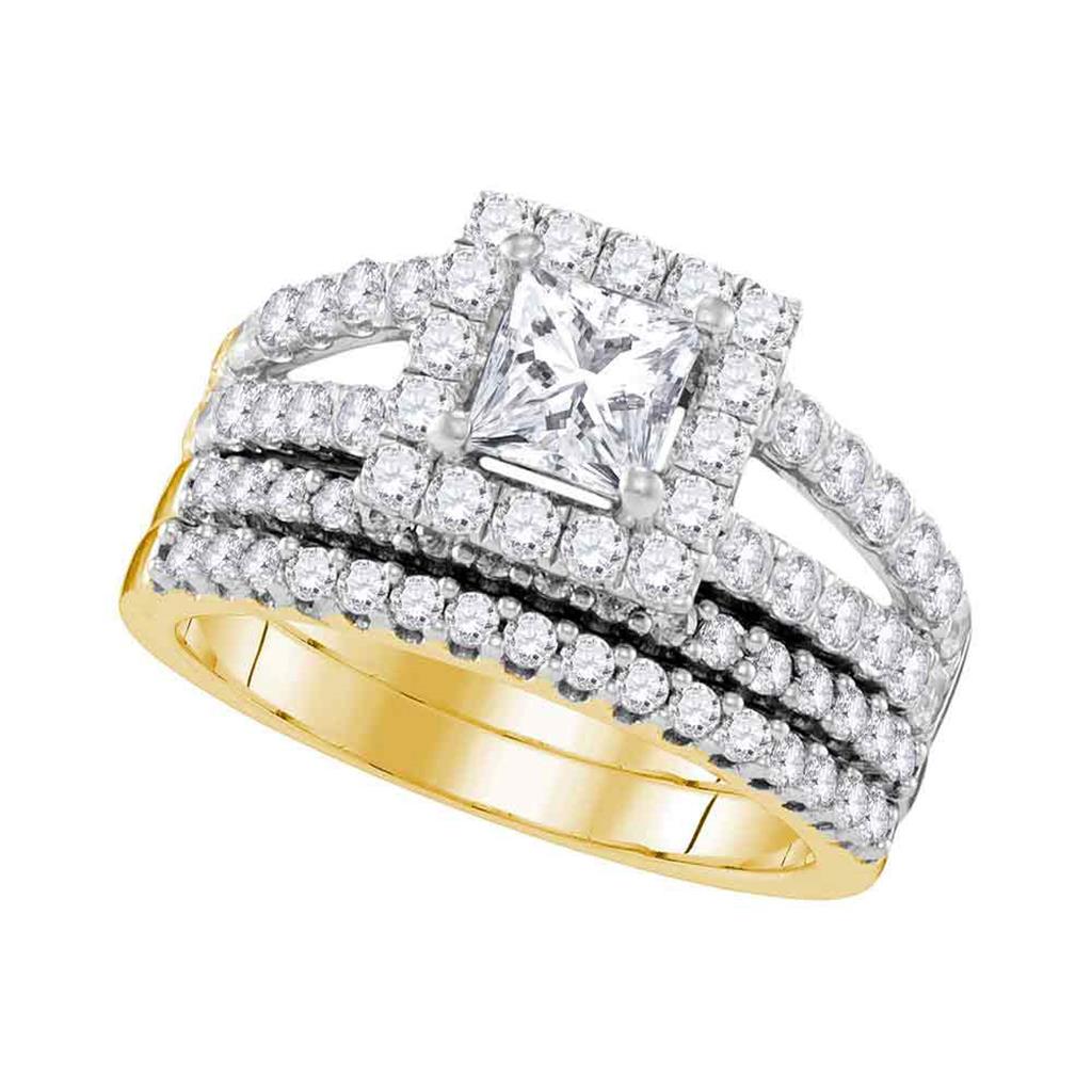 Image of ID 1 3/4CTW-Diamond 3/8CT-CPR BLISS BRIDAL SET in 14K YELLOW GOLD