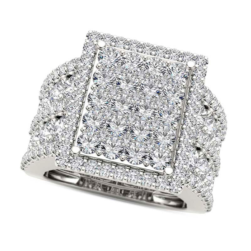Image of ID 1 4 CT TW Composite Natural Diamond Rectangle Frame Engagement Ring in Solid 14K White Gold