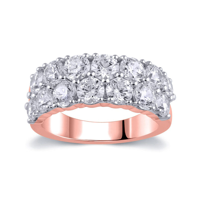 Image of ID 1 4 CT TW Natural Diamond Double Row Anniversary Ring in Solid 10K Rose Gold