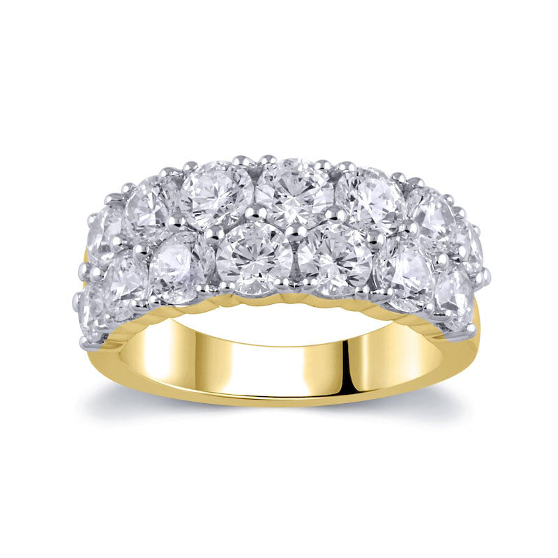 Image of ID 1 4 CT TW Natural Diamond Double Row Anniversary Ring in Solid 10K Yellow Gold