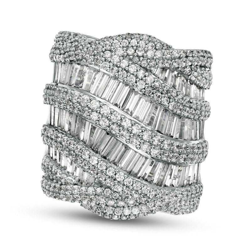 Image of ID 1 5 CT TW Composite Natural Diamond Multi-Row Ring in Solid 14K White Gold