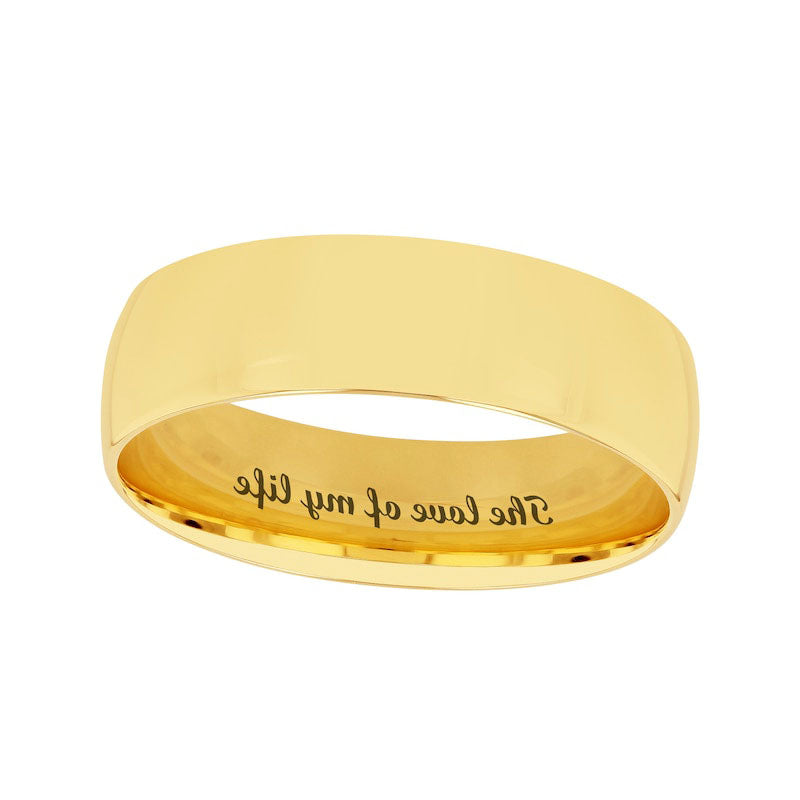 Image of ID 1 60mm Comfort-Fit Engravable Wedding Band in Solid 14K White Yellow or Rose Gold (1 Line)