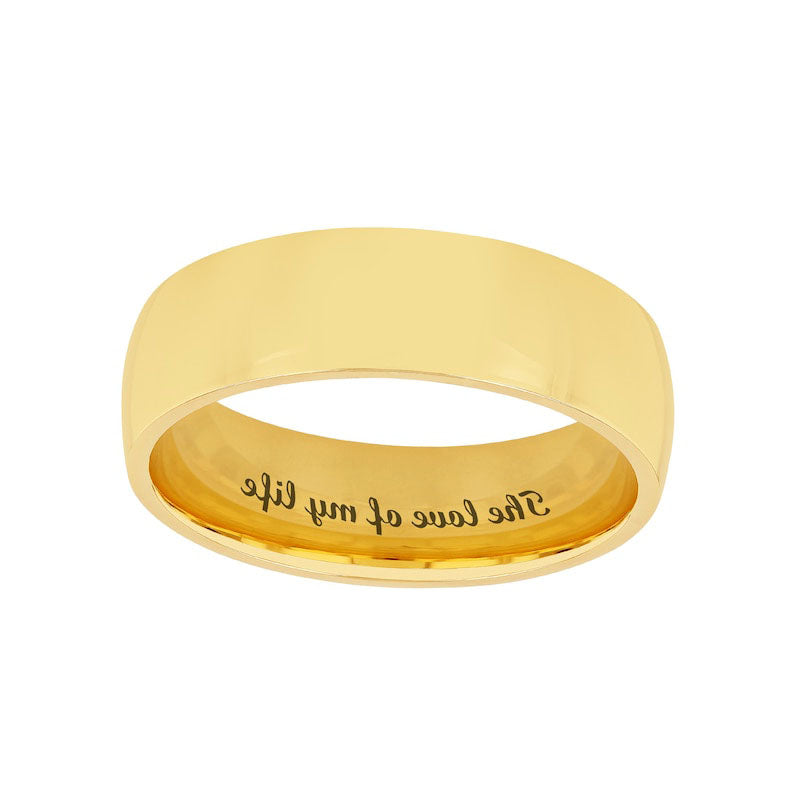 Image of ID 1 65mm Bevelled Edge Euro Comfort-Fit Engravable Wedding Band in Solid 14K White Yellow or Rose Gold (1 Line)