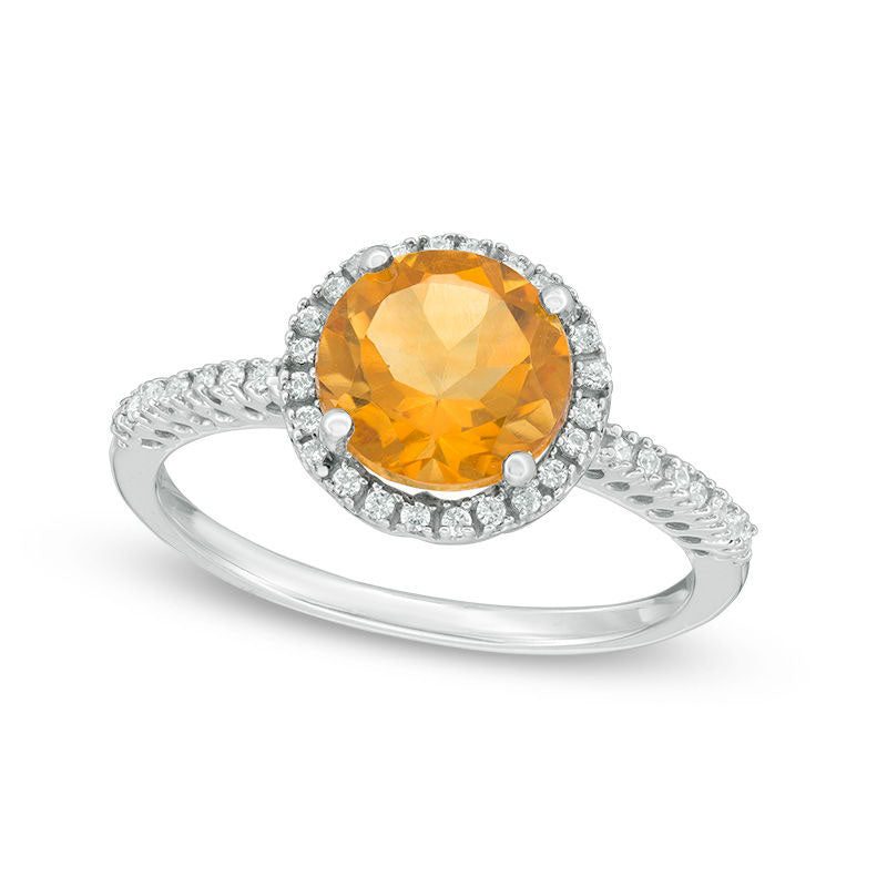 Image of ID 1 80mm Citrine and 013 CT TW Natural Diamond Frame Ring in Solid 10K White Gold