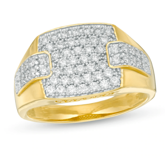 Image of ID 1 $900 Men's 1 CT TW Diamond Collar Overlay Ring in 10K Yellow Gold