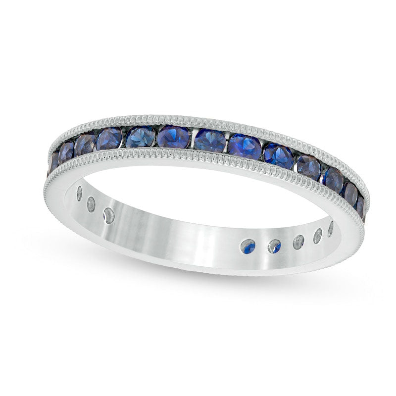 Image of ID 1 Certified Blue Sapphire Eternity Band in Solid 14K White Gold