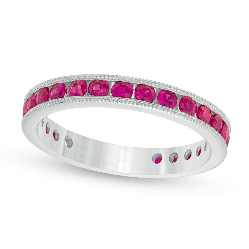 Image of ID 1 Certified Ruby Eternity Band in Solid 14K White Gold