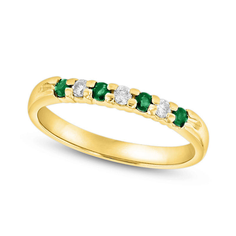 Image of ID 1 Emerald and 010 CT TW Natural Diamond Seven Stone Band in Solid 14K Gold