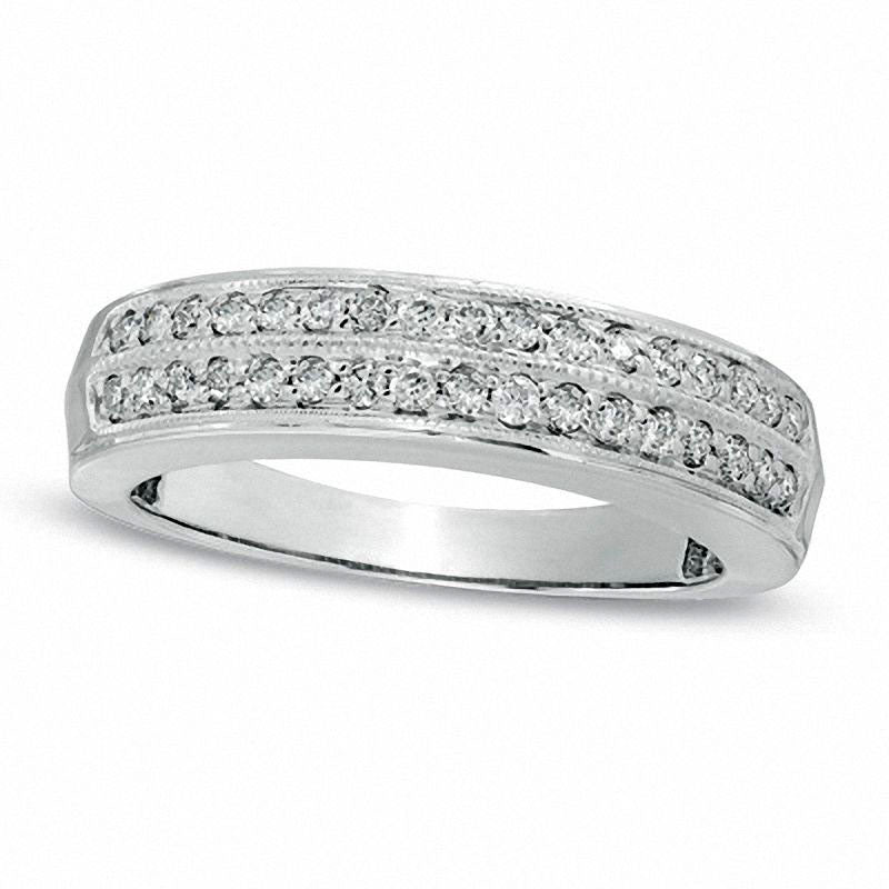 Image of ID 1 Ladies' 033 CT TW Natural Diamond Double Row Wedding Band in Solid 10K White Gold