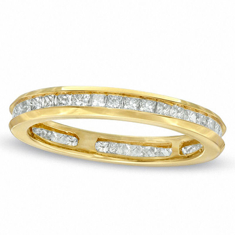 Image of ID 1 Ladies 10 CT TW Princess-Cut Natural Diamond Eternity Channel Set Wedding Band in Solid 14K Gold