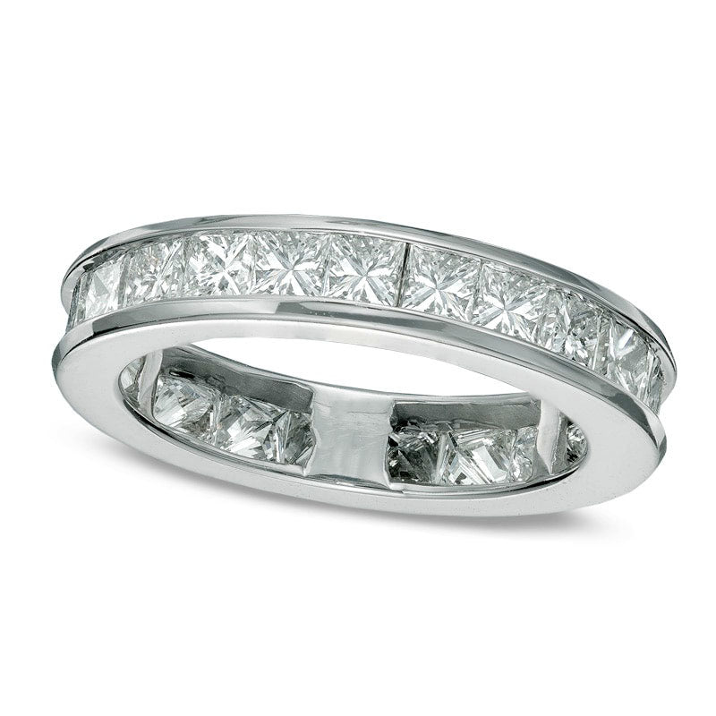 Image of ID 1 Ladies 20 CT TW Princess-Cut Natural Diamond Eternity Channel Set Wedding Band in Solid 14K White Gold