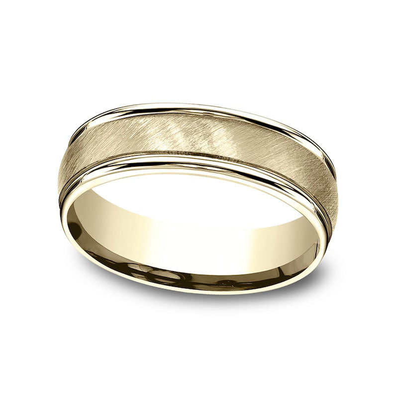 Image of ID 1 Ladies' 60mm Brushed Finish Comfort-Fit Wedding Band in Solid 10K Yellow Gold