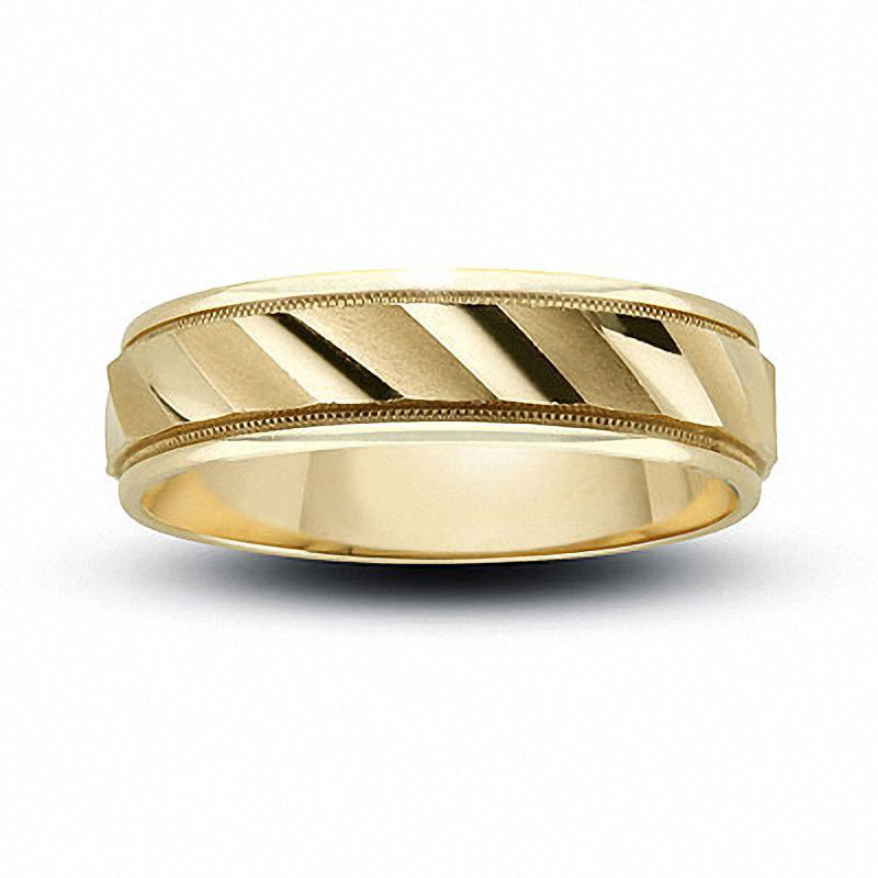 Image of ID 1 Ladies' 6mm Diagonal Flash Wedding Band in Solid 14K Gold