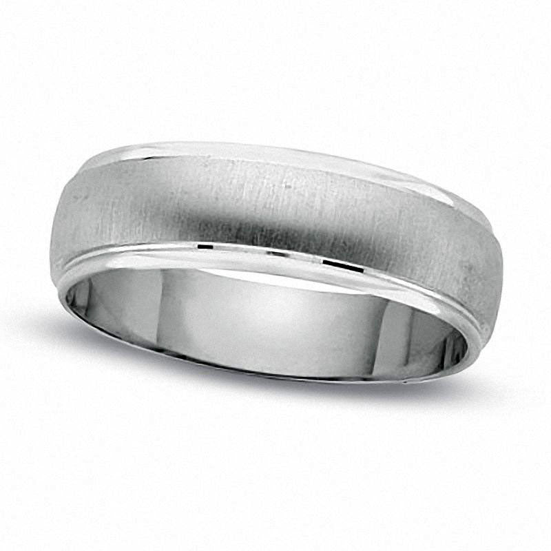 Image of ID 1 Ladies' Satin Finish Wedding Band in Solid 14K White Gold with Polished Edge