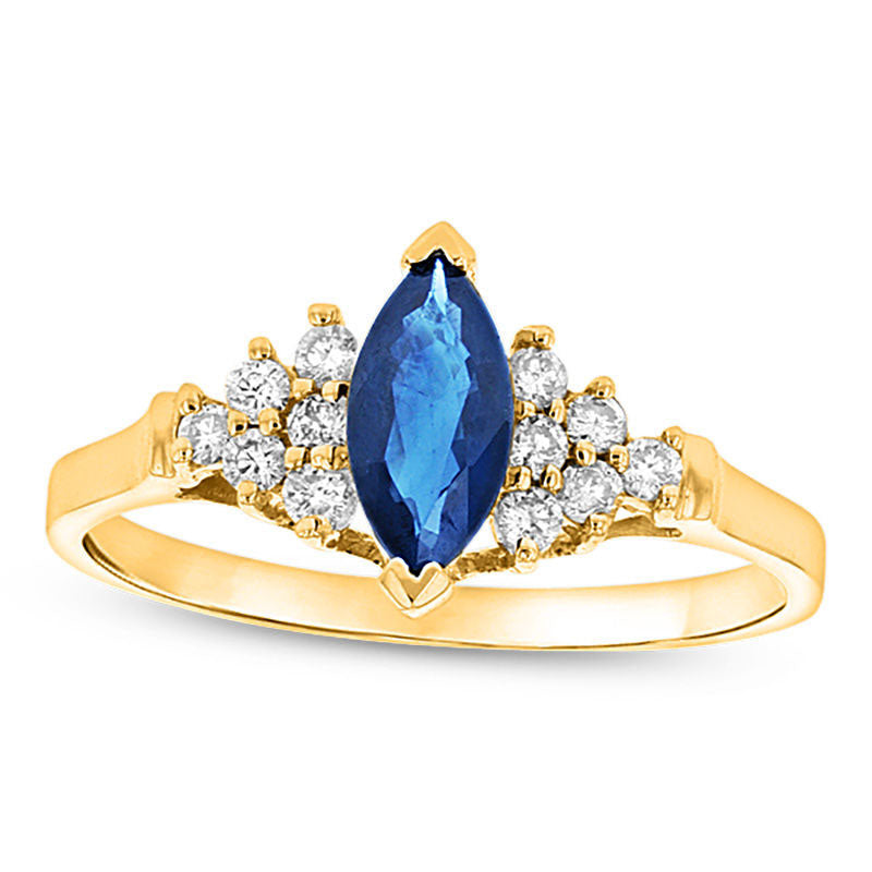 Image of ID 1 Marquise Blue Sapphire and 020 CT TW Natural Diamond Composite Ring in Solid 14K Gold