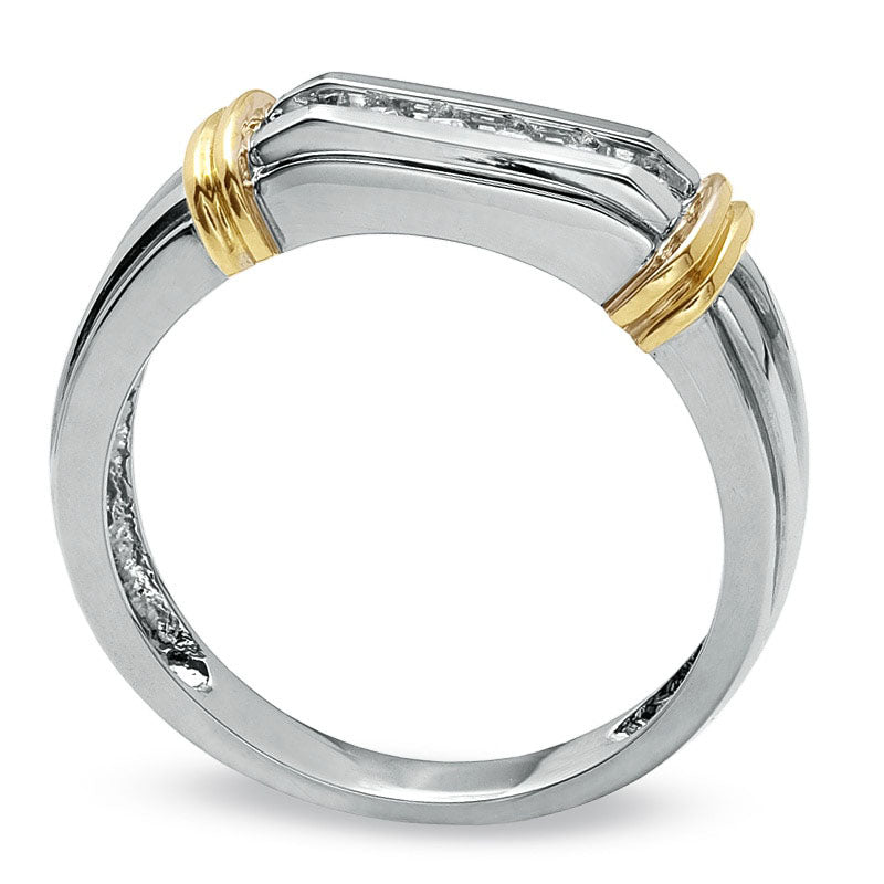 Image of ID 1 Men's 010 CT TW Natural Diamond Wedding Band in Solid 14K Two-Tone Gold