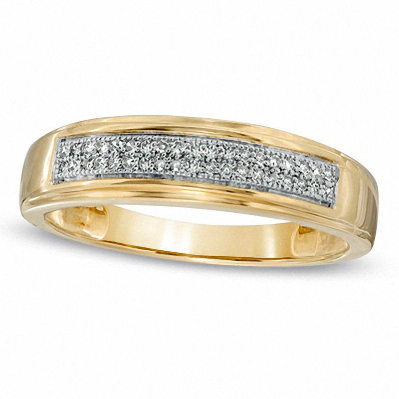 Image of ID 1 Men's 013 CT TW Natural Diamond Wedding Band in Solid 10K Yellow Gold