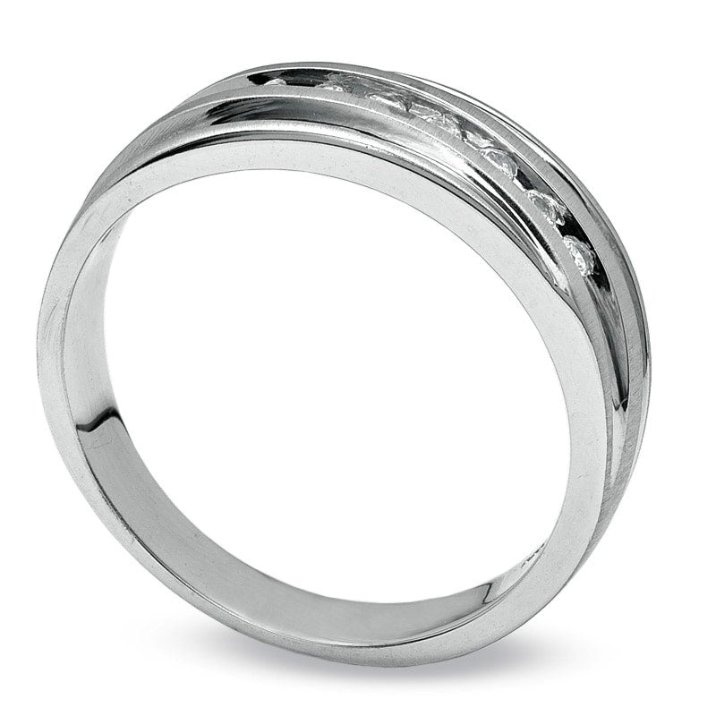 Image of ID 1 Men's 013 CT TW Natural Diamond Wedding Band in Solid 14K White Gold