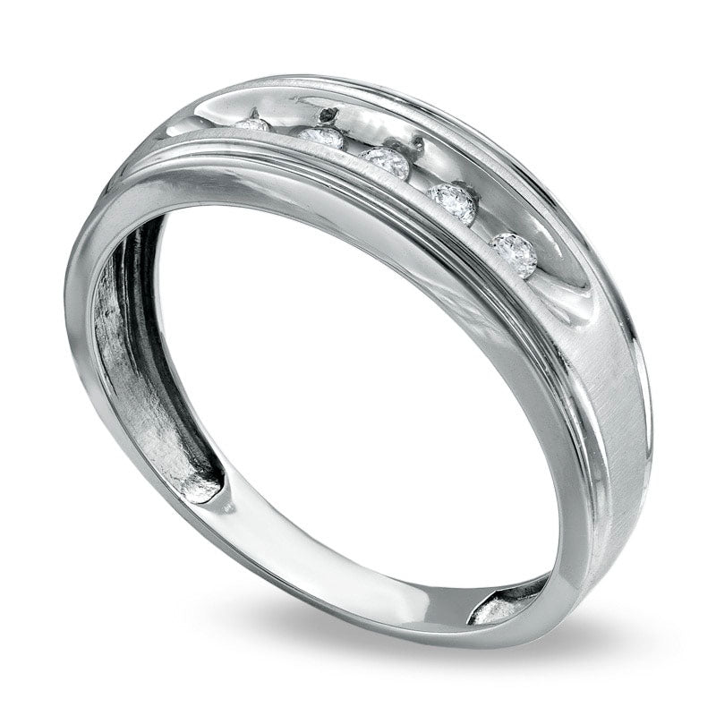 Image of ID 1 Men's 014 CT TW Natural Diamond Wedding Band in Solid 14K White Gold