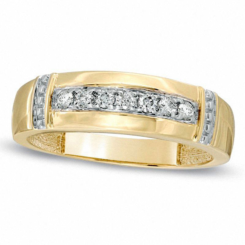 Image of ID 1 Men's 017 CT TW Natural Diamond Collar Wedding Band in Solid 10K Yellow Gold