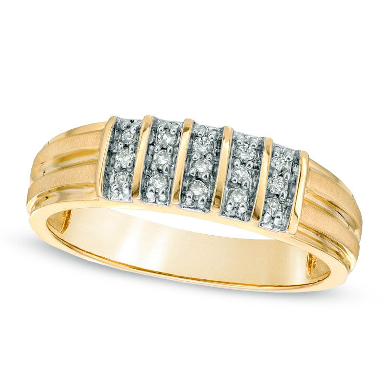 Image of ID 1 Men's 017 CT TW Natural Diamond Triple Row Wedding Band in Solid 14K Gold