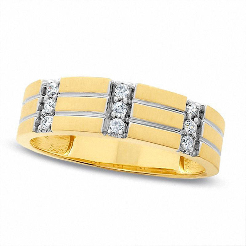 Image of ID 1 Men's 020 CT TW Natural Diamond Wedding Band in Solid 14K Gold