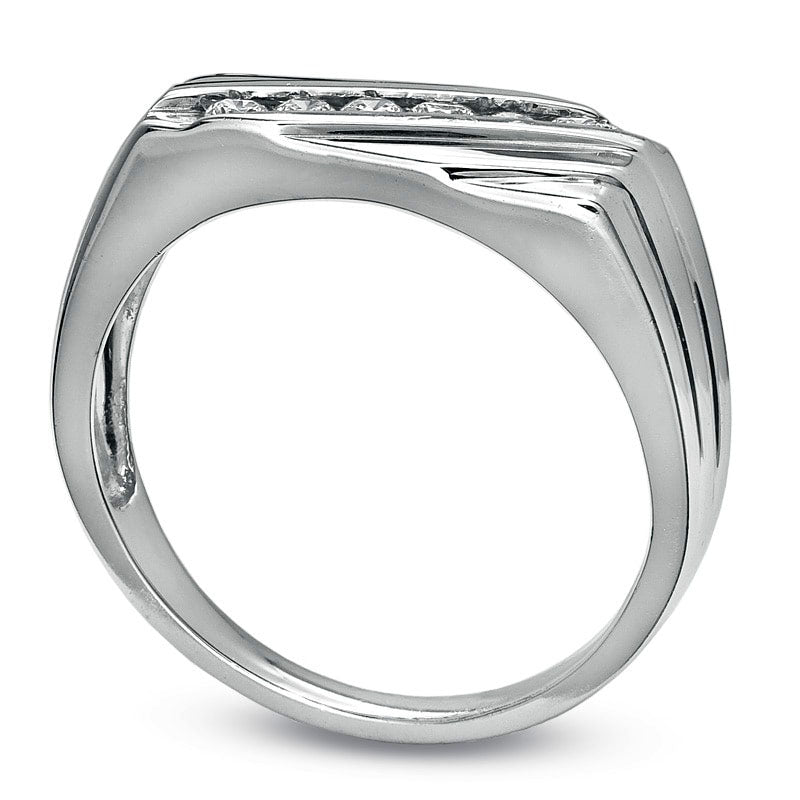 Image of ID 1 Men's 025 CT TW Natural Diamond Slant Band in Solid 10K White Gold
