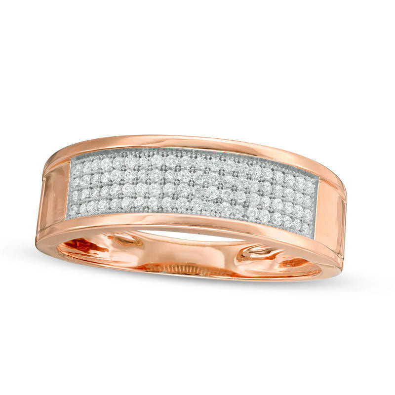 Image of ID 1 Men's 025 CT TW Natural Diamond Wedding Band in Solid 10K Rose Gold