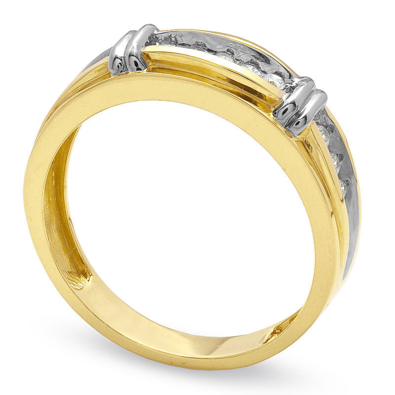 Image of ID 1 Men's 025 CT TW Natural Diamond Wedding Band in Solid 14K Two-Tone Gold