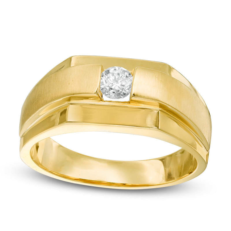 Image of ID 1 Men's 033 CT Natural Clarity Enhanced Diamond Solitaire Ring in Solid 14K Gold