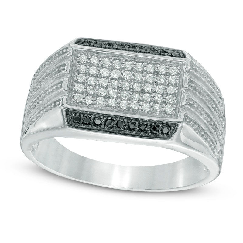 Image of ID 1 Men's 033 CT TW Enhanced Black and White Natural Diamond Ring in Solid 10K White Gold
