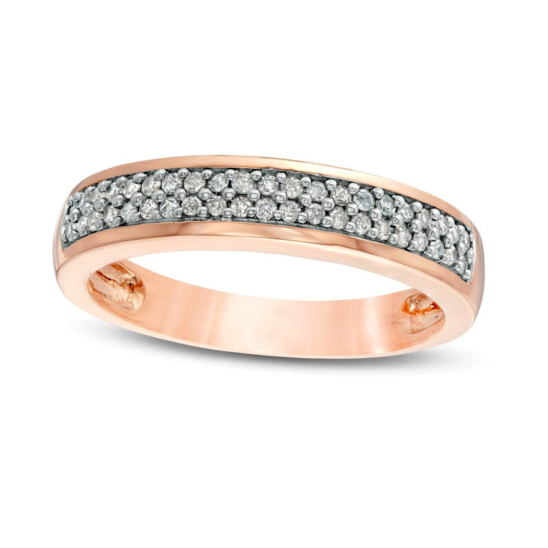 Image of ID 1 Men's 033 CT TW Natural Diamond Double Row Wedding Band in Solid 10K Rose Gold