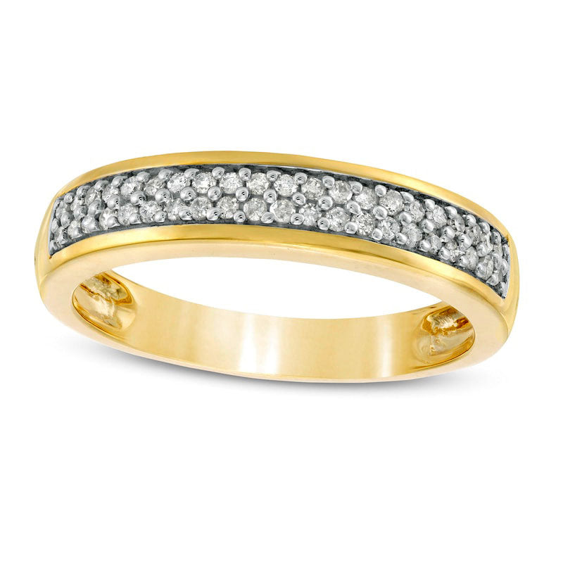Image of ID 1 Men's 033 CT TW Natural Diamond Double Row Wedding Band in Solid 10K Yellow Gold
