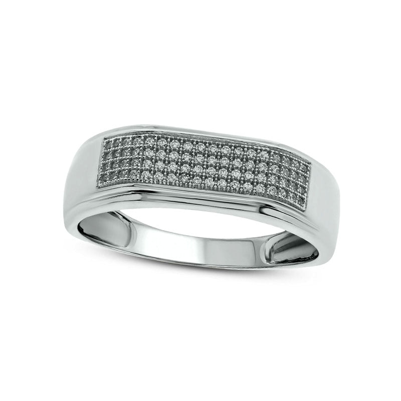 Image of ID 1 Men's 033 CT TW Natural Diamond Squared Wedding Band in Solid 10K White Gold