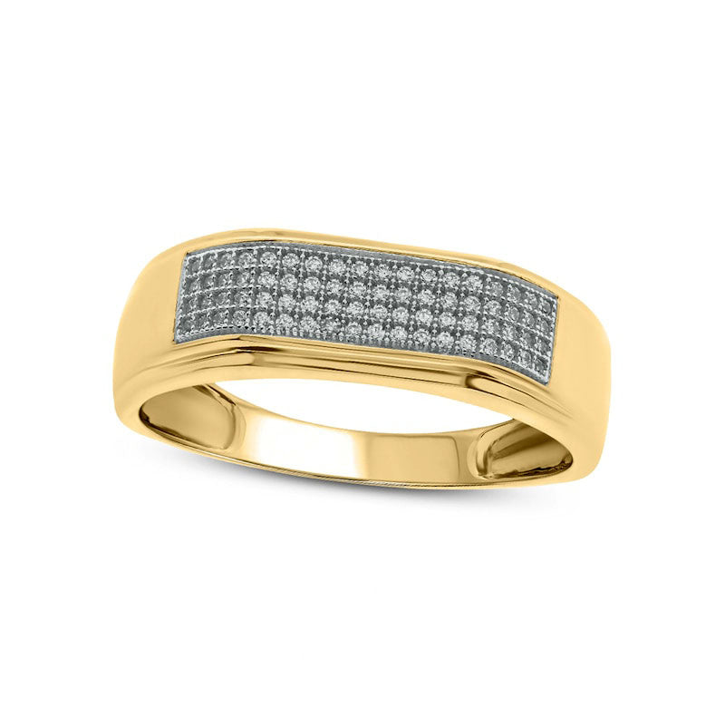 Image of ID 1 Men's 033 CT TW Natural Diamond Squared Wedding Band in Solid 10K Yellow Gold