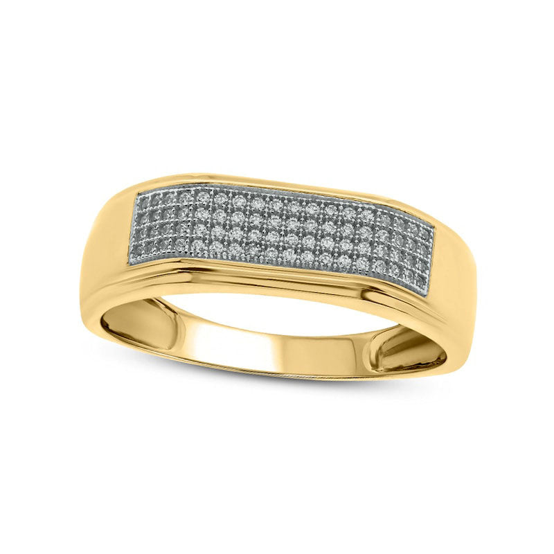Image of ID 1 Men's 033 CT TW Natural Diamond Squared Wedding Band in Solid 14K Gold